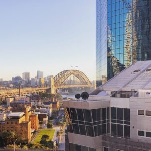 View of the Sydney Harbour Bridge from my hotel quarantine