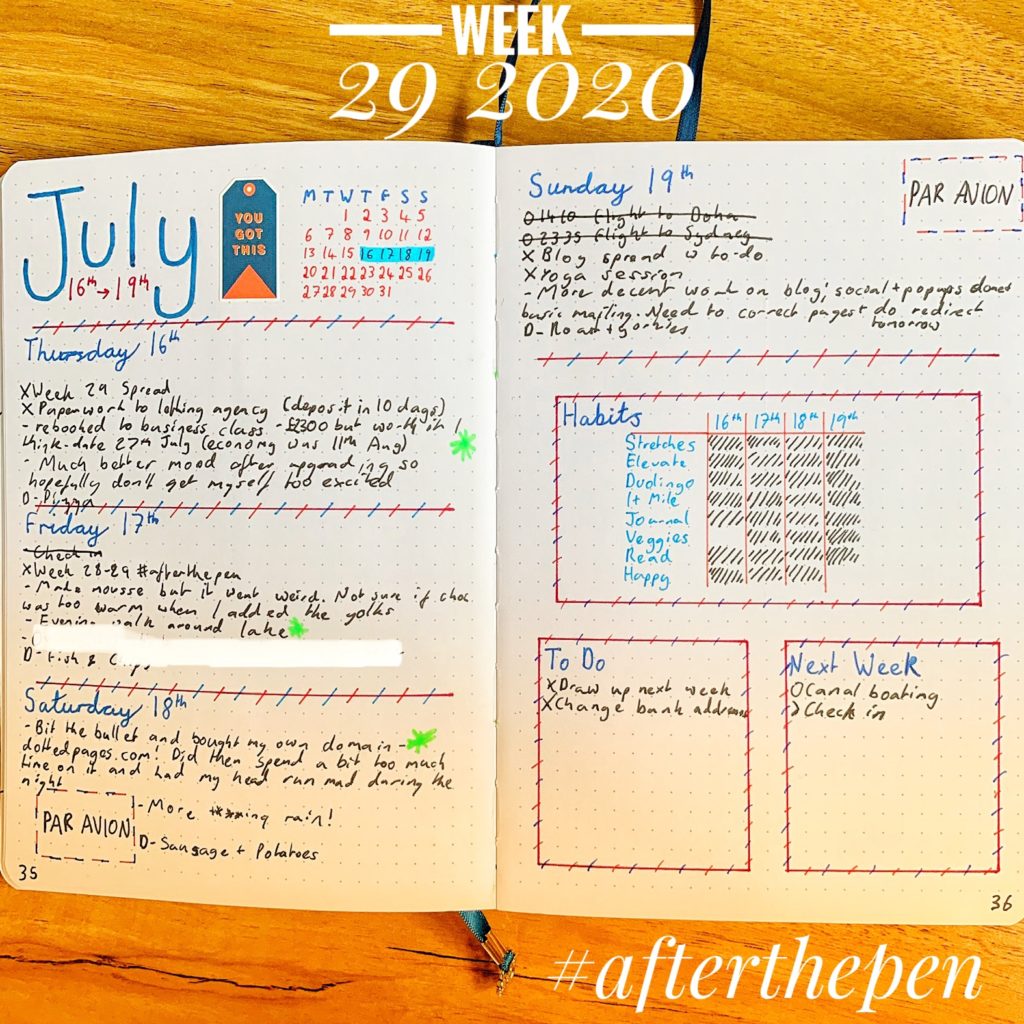 My Week 29 2020 Spread #afterthepen