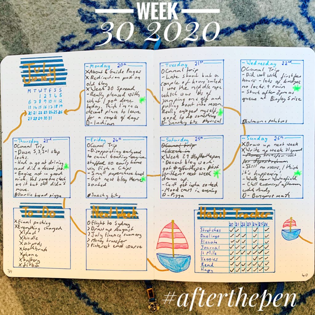 Week 30 2020 #afterthepen Bullet Journal Spread