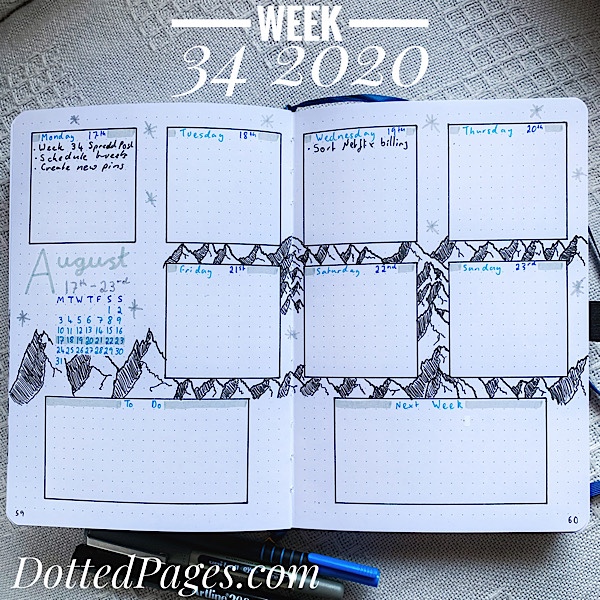 Week 34 2020 Bullet Journal Spread