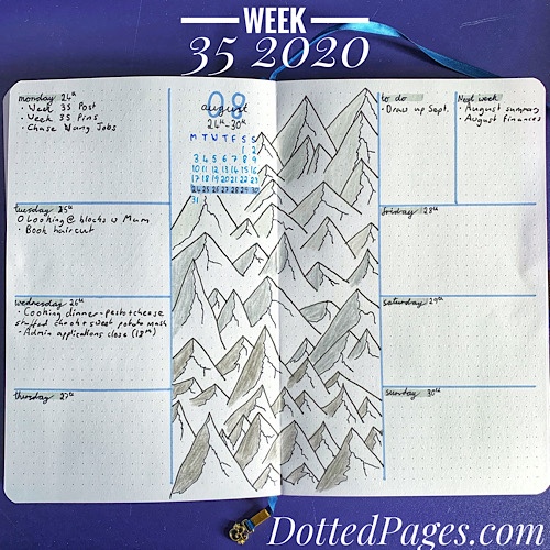 Week 35 2020 Bullet Journal Spread