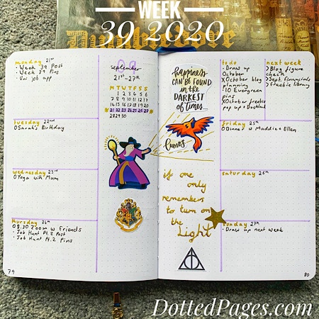 Week 39 2020 Bullet Journal Spread