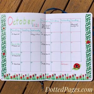 October Bullet Journal Monthly Log