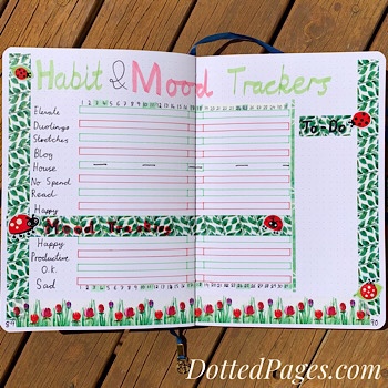 October Bullet Journal Mood and Habit Trackers