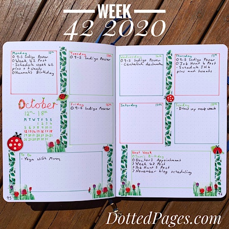 Week 42 2020 Bullet Journal Spread