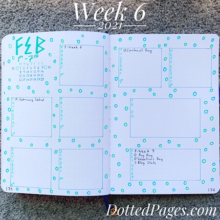 Week 6 2021 Bullet Journal Spread