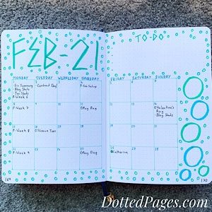 February 2021 Bullet Journal Monthly Log