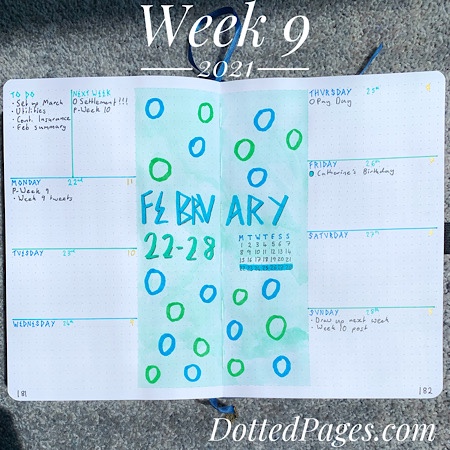 Week 9 2021 Bullet Journal Spread