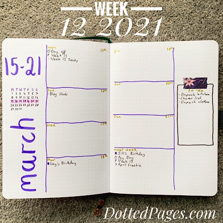 Week 12 2021 Bullet Journal Spread