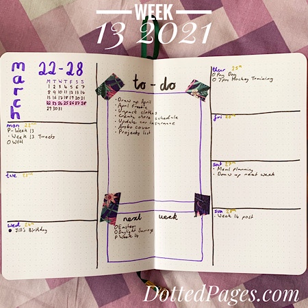 Week 13 2021 Bullet Journal Spread