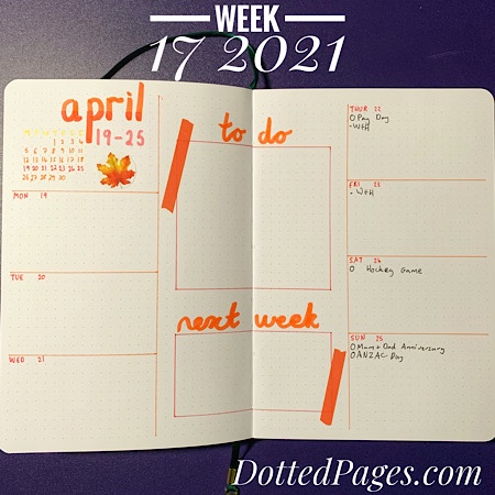 Week 17 2021 Bullet Journal Setup